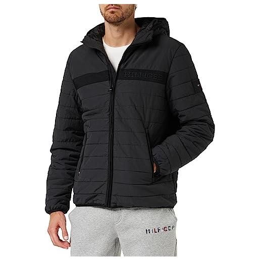 Tommy Hilfiger giacca uomo padded hooded jacket giacca da mezza stagione, nero (black), m