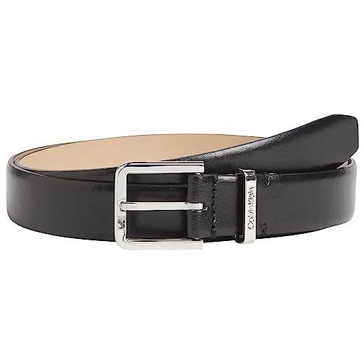 Calvin Klein cintura donna metal loop 2.5 cm cintura in pelle, nero (ck black), 85