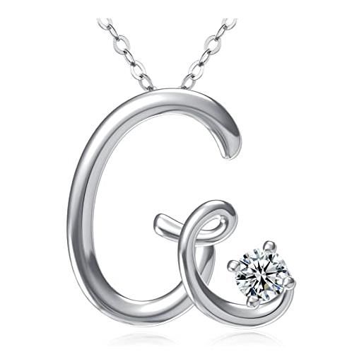Eusense collana con lettera g, ciondolo iniziale in argento 925, gioielli con nome per donne ragazze