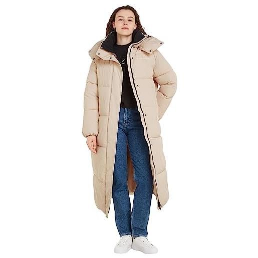 Calvin Klein Jeans non down oversized long puffer j20j221888 cappotti imbottiti, beige (putty beige), s donna