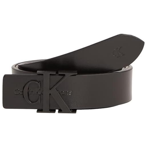 Calvin Klein Jeans calvin klein cintura donna monogram hardware 3,0 cm cintura in pelle, nera (black), 75 cm, nero (black/black), 80 cm
