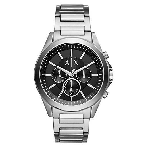 Armani Exchange orologio da uomo con movimento cronografo, cassa in acciaio inossidabile da 44 mm con bracciale in acciaio inossidabile, ax2600