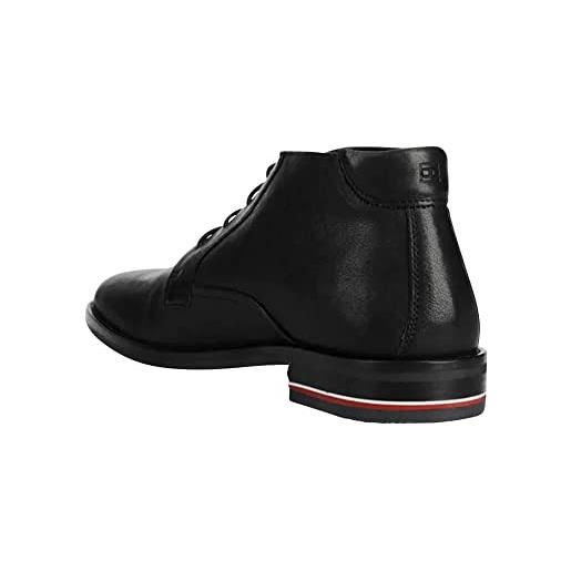 Tommy Hilfiger signature hilfiger leather boot fm0fm04176, stivale basso uomo, nero (black), 40 eu