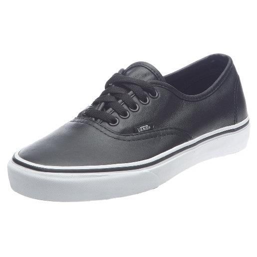 Vans authentic scarpe da skateboard, unisex adulto, nero (italian leather black), 45