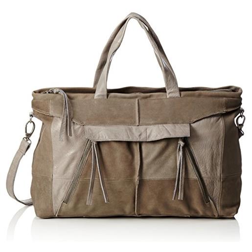 PIECES pclilja leather weekend bag - borse a spalla donna, grau (elephant skin), 18x32x48 cm (l x h d)