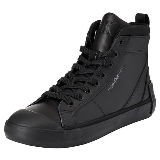 Calvin Klein Jeans vulcanized mid laceup mix in uc ym0ym00900, sneaker vulcanizzate uomo, nero (triple black), 48 eu