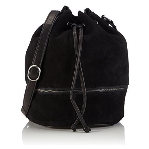 PIECES pcrylie leather tighten bag, borsa a spalla donna, nero (nero (nero)), 35x36x25 cm (b x h x t)