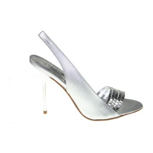 Buffalo 8245-372 - sandali da donna in pelle liscia, colore: argento, argento, 39 eu