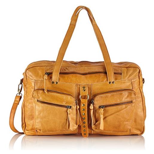 PIECES kendra leather travel bag new1, borsa a mano donna, marrone (braun (cognac), 44x28x15 cm (l x a x p)