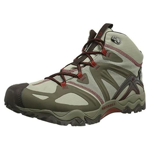 Merrell grassbow mid sport gtx, scarpe da escursionismo uomo, beige (beige (dark taupe/red), 42