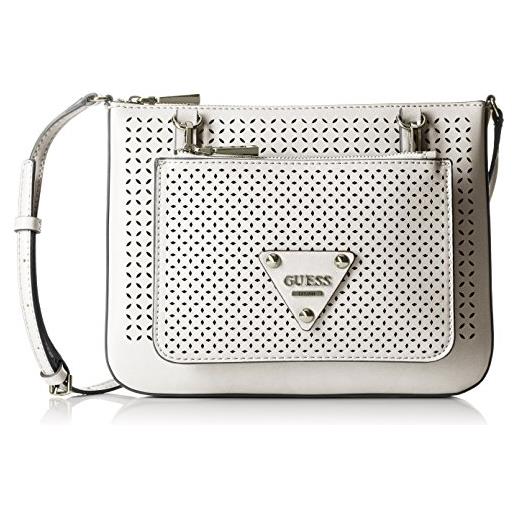 Guess audrey 2 in 1 xbody top zip borsa a tracolla, whi