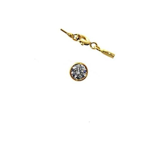 Minoplata girocollo filo lenza con punto luce chaton 5 mm argento dorato da donna, argento sterling, zirconia cubica
