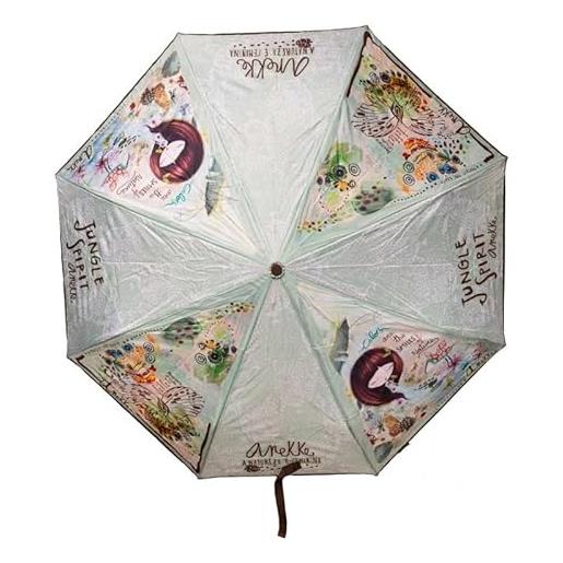 Anekke | ombrello pieghevole apertura chiusura automatica collezione amazonia | ombrello tascabile donna design originale fantasia | multicolore, multicolore, 98 x 56 cm