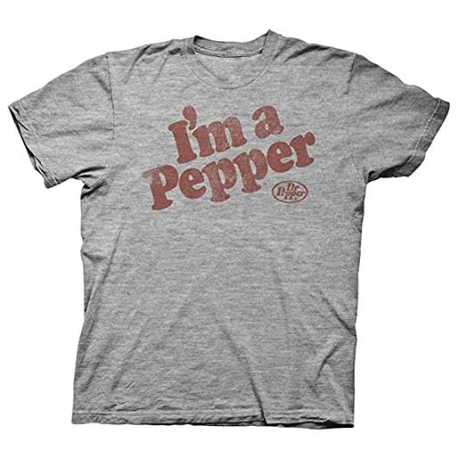 QUANLI dr. Pepper soft drink i'm a pepper distressed maglietta da uomo grigio mélange, nero , m