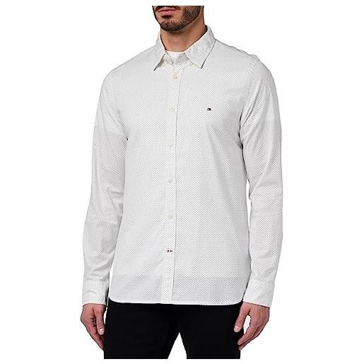 Tommy Hilfiger natural soft mini print sf shirt, camicia, uomo, optic white / carbon navy, xl