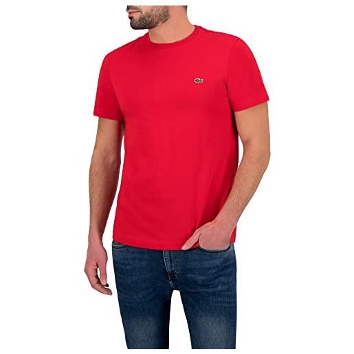 Lacoste crew neck short sleeve, rosso (red), large (taglia produttore: 5) uomo