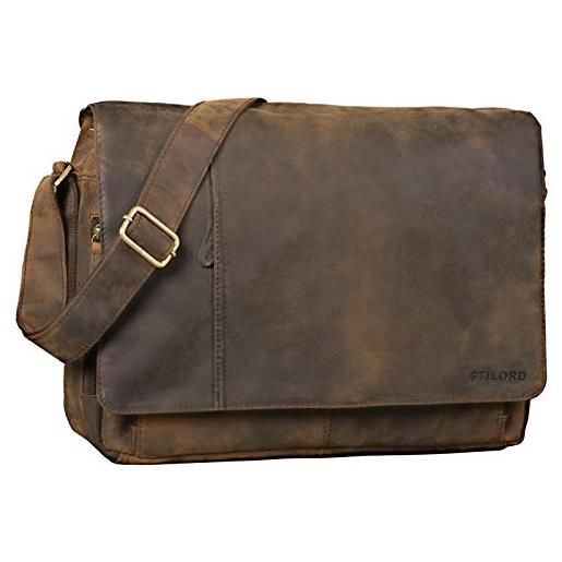 STILORD 'elias' borsello uomo tracolla pelle grande borsa tracolla pelle vintage borsa studente cuoio cartella ufficio pc 15,6, colore: colorado - marrone