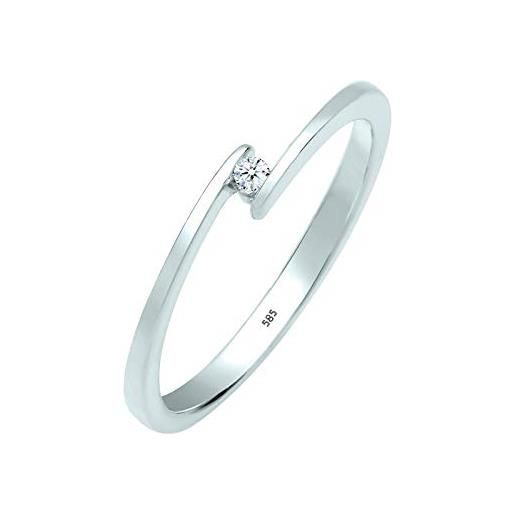 DIAMORE elli diamonds anello donne fidanzamento con diamante classico (0.03 ct. ) in oro bianco 585