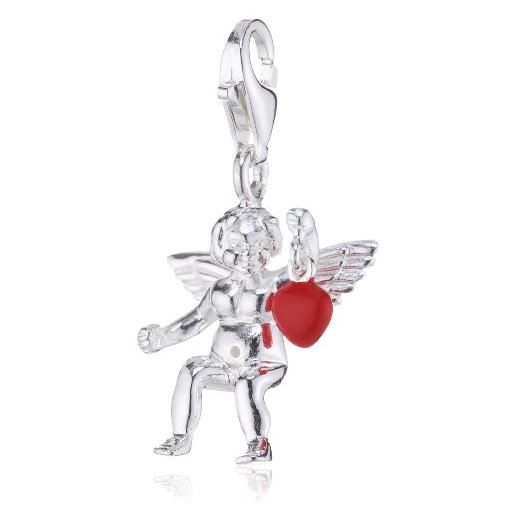 Thomas sabo 0414-007-10 - ciondolo da donna a forma di angelo, in argento sterling 925, con cuore smaltato rosso