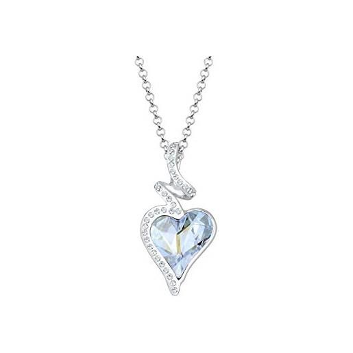 Elli collana cuore amore cristalli argento 925 cara, sfaccettatura, cristallo