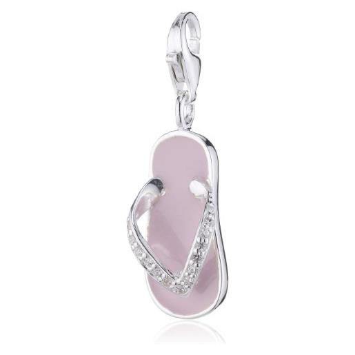 Thomas sabo - charm per donna, a forma di sandalo smaltato rosa, con zirconi bianchi, argento sterling 925-0327-041-9