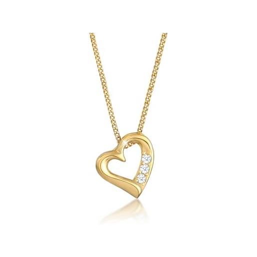 DIAMORE elli diamonds collana donne cuore amore con diamante (0,045 ct. ) in oro giallo 585