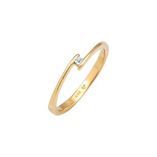 DIAMORE elli diamonds anello donne fidanzamento elegante con diamante (0.03 ct. ) in oro giallo 585
