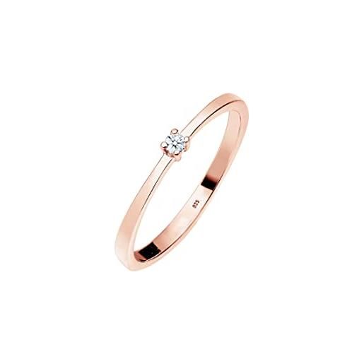 DIAMORE elli diamonds anello donne fidanzamento solitaire con diamante (0.03 ct. ) in argento sterling 925