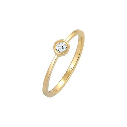 DIAMORE elli diamonds anello donna fidanzamento con diamante (0.06 ct. ) classico in oro giallo 585