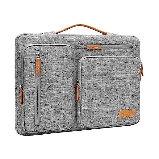 MOSISO custodia pc portatile borsa 13-13,3 compatibile con mac. Book air/pro, compatibile con mac. Book pro 14 m3 m2 m1 2024-2021, lato aperto borsa con 4 cerniera tasche&maniglia&cintura, grigio