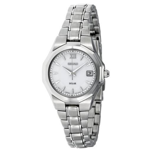 Seiko orologio da polso donna xs analogico al quarzo acciaio inox sut053p1, bianco, bracciale