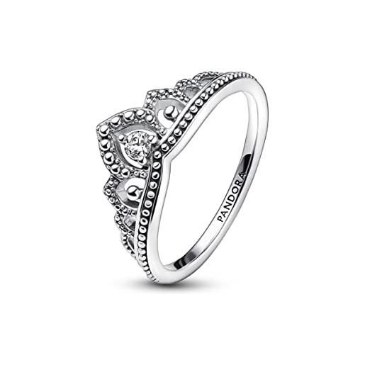 Pandora anello moments regal con tiara in argento sterling con zirconia cubica trasparente, 58