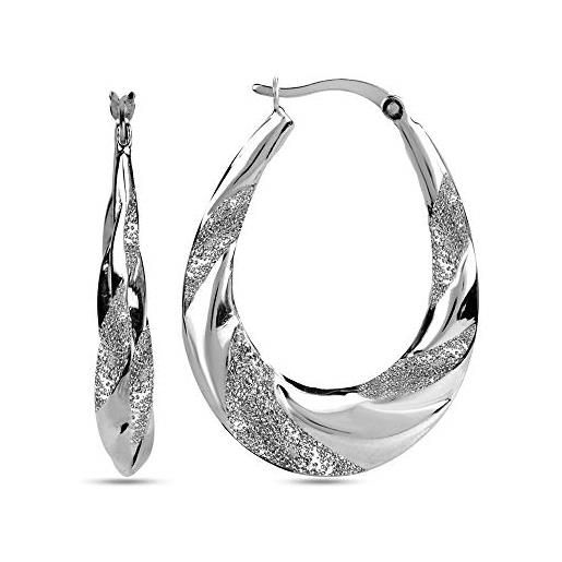 LeCalla sterling silver jewelry finitura opaca figura di goccia orecchino ad anello per le donne
