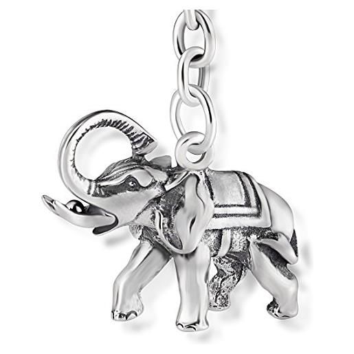 Sterll uomo portachiavi portafortuna elefante argento vero ossidato confezione ecologica regali per uomini