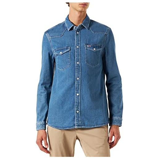 Tommy Hilfiger tommy jeans tjm western shirt dm0dm15147 camicie casual, denim (lt indigo), s uomo