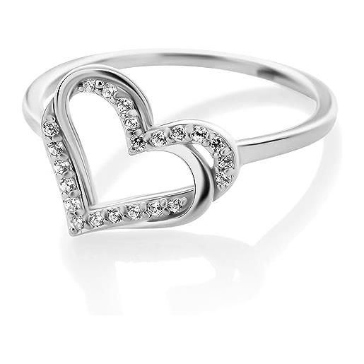 Orphelia anello in argento 925 a forma di cuore con zirconio misura 52, argento sterling, zirconia cubica