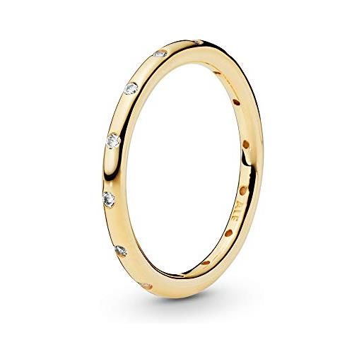 Pandora anello da donna, motivo a gocce, in oro giallo 585 con zirconi bianchi - 150178cz, oro giallo, 14, cod. 150178cz-54
