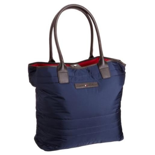 Tommy Hilfiger hil. Icon quilted nylon n/s tote, borsa donna, blu (bleu-midnight)