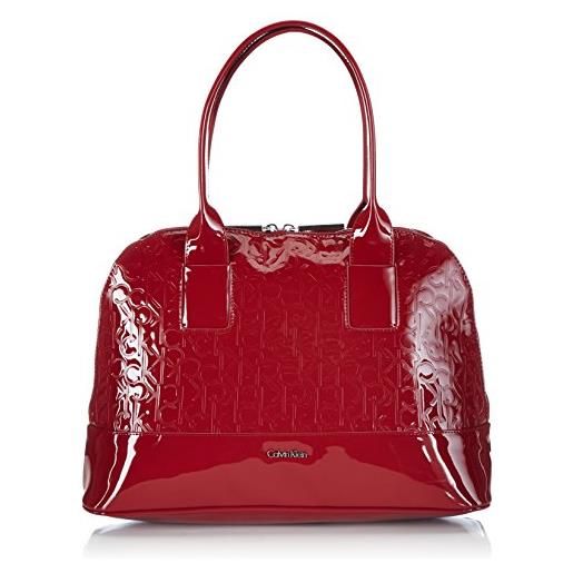 Calvin Klein Jeans maggie large satchel 2, borsa a mano donna, rosso (rot (crimson red 618), 38x27x14 cm (l x a x p)