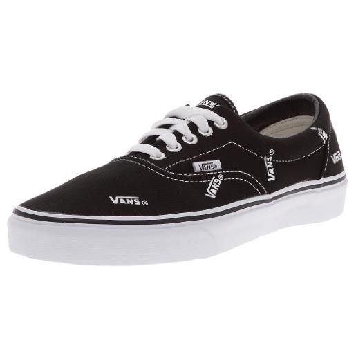 Vans era vkv01f0.090 - scarpe da ginnastica unisex per adulti, logo Vans, colore: nero/bianco, 42 eu / 8 uk, Vans logo bianco e nero, 42 eu