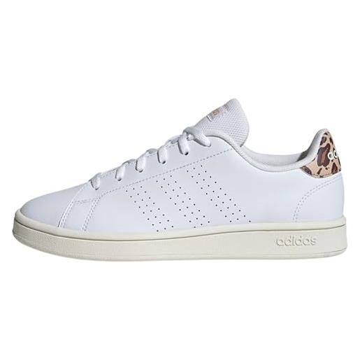 adidas advantage base shoes, scarpe da ginnastica donna, ftwr white/ftwr white/magic beige, 44 eu