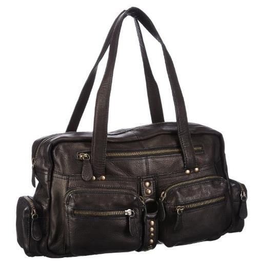 PIECES kendra leather bag new 17043733, borsa a spalla donna, 36x22x12 cm (l x a x p), nero (schwarz (black. )), 36x22x8 cm (l x a x p)