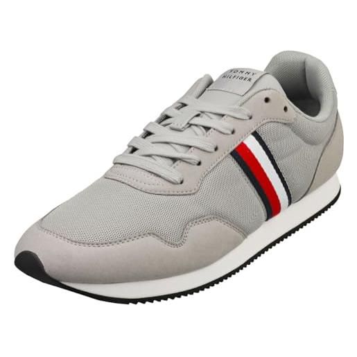 Tommy Hilfiger lo runner mix fm0fm04958, sneaker da corsa uomo, grigio (antique silver), 48 eu