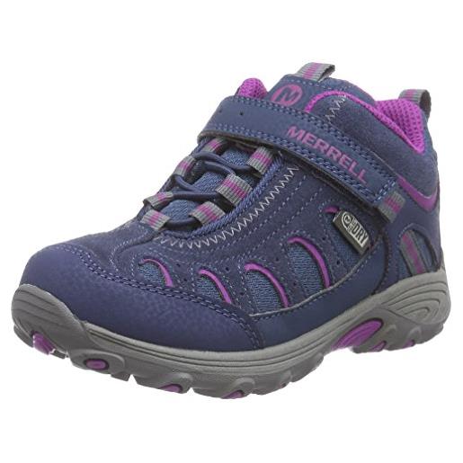Merrell - chameleon mid a/c wt, scarpe da trekking per bambine e ragazze, blu (blau (navy/purple)), 30