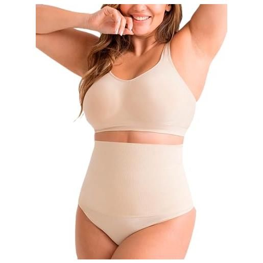 Shapermint - perizoma a vita alta shapewear da donna, per controllo della pancia e compressione - beige - large