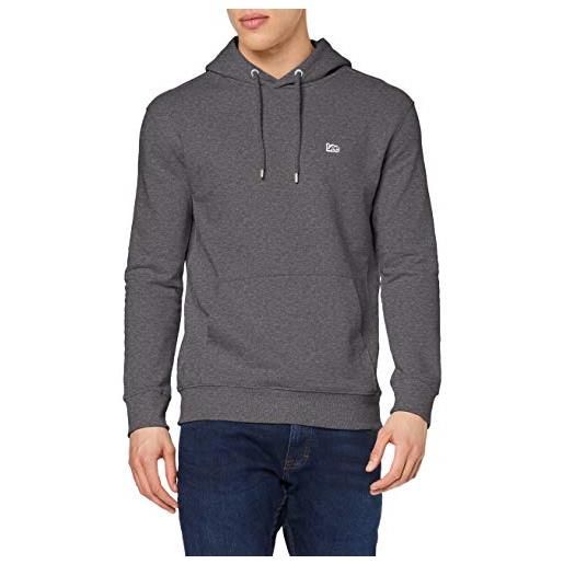 Lee plain hoodie felpa con cappuccio uomo, grigio (dark grey mele 01), medium