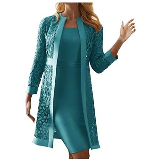HAOLEI set di vestito a tubino e cardigan a vita alta, traspirante da donna con cardigan banchetto abito elegante estivo corto per la primavera e l'estate confortevole