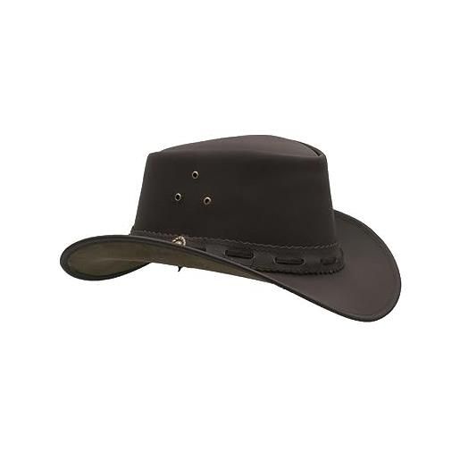 Walker and hawkes - cappello impermeabile outback in pelle bovina, marrone, l