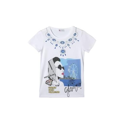 Braccialini- t shirt donna manica corta - linea commodity top wear btop340 -bianco- taglia s