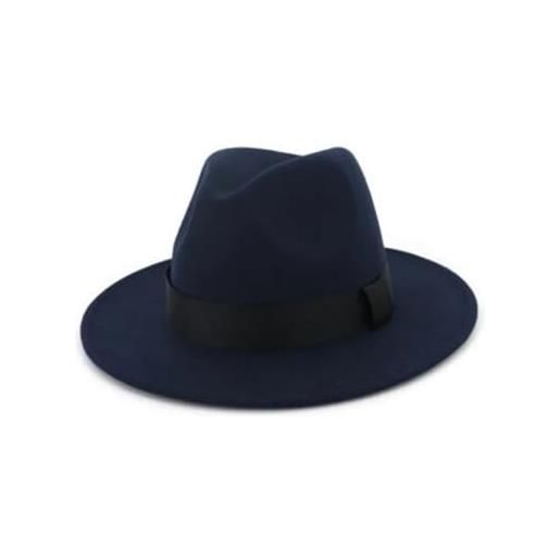 Generic cappello fedora giallo unisex in feltro di lana cappelli jazz eleganti fasce nere cappello a tesa larga, 10, taglia unica